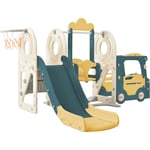 5 In 1 Kids Slide And Swing Set Children Playground Playset With Basketball Hoop