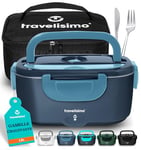 TRAVELISIMO Gamelle Chauffante 80W Lunch Box Chauffante Electrique 1,5L Boite Repas Isotherme 220V 24V 12V Boite Chauffante Repas Camion Bureau, Gamelle Chauffante Allume Cigare Boite Repas Chauffante