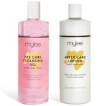 Mylee Pre & After Care Kit (2x500ml) Skin Cooler Cleansing Lotion & Post Depilatory Skin Soothing Moisturiser Calming Lotion, Enriched with Aloe Vera