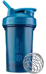 BlenderBottle Classic V2 Shaker Bottle with Stainless Steel Ball, Perfect for Protein Shakes, Dishwasher Safe, 600ml, Ocean Blue