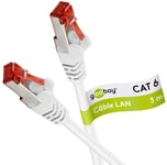 Câble CAT 6 Câble réseau Lan/cable ethernet/pour Gigabit Ethernet S-FTP/câble patch doublement blindé avec connecteur RJ45 / 3m / blanc