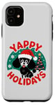 Coque pour iPhone 11 Caniche noir de Noël mignon caniche amoureux des chiens Yappy Holidays