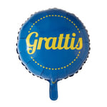 Festive Folieballong - Grattis 45 cm Blå Och Gul