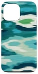 iPhone 13 Pro Max Green and Blue Abstract Ikat Design Case