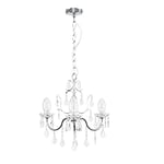 MiniSun Modern IP44 Rated 3 Way Silver Chrome Bathroom Ceiling Light Chandelier with Clear Glass Droplets - Complete with 3w LED G9 Bulbs [3000K Warm White]