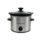 Hamilton Beach 1.8L Slow Cooker, Removable Easy-Clean Ceramic Bowl, 3 Settings, Serves 1-2 People, Energy-Efficient - HBSC020S, Silver