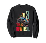 Retro Monster Trucks Car 3rd Birthday Party Gift 3 Years Old Sweatshirt