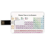 4G USB Flash Drives Credit Card Shape Science Memory Stick Bank Card Style Chemistry Primary School Students Geek Nerd Lessons Classes Smart Kids Art Print,Multicolor Waterproof Pen Thumb Lovely Jump