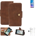 Protection case for OnePlus Nord CE 2 5G Wallet Case + earphones Cover Brown Boo