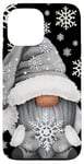 Coque pour iPhone 13 Pro Max Cool Grey Goth Gnome With Cute Snowflake Pattern For Winter