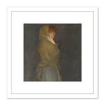 Whistler Arrangement Yellow Gray Effie Deans Painting 8X8 Inch Square Wooden Framed Wall Art Print Picture with Mount