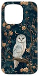 iPhone 15 Pro White Owl Moon Flowers Cottagecore Case