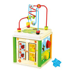 Bino 84213 Cube d'activités en Bois 5 en 1 Jouet d'apprentissage pour Les Enfants à partir de 18 Mois pour Le développement de la motricité Fine Taille 29 x 15,6 x 15,6 cm