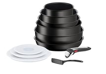 Tefal Ingenio Batterie de cuisine 11 p, Induction, Revêtement antiadhésif, Empilable, Compatible lave-vaisselle, Poêles et casseroles, Fabriqué en France, Eco Resist On L7679002