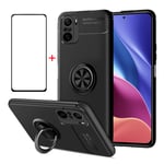 AKABEILA Xiaomi Poco F3 Case Cover Xiaomi 11i 5G Screen Protector,Compatible for Xiaomi Redmi K40/K40 Pro/Xiaomi 11x Phone Case Silicone Kickstand Ring Grip Holder Shockproof[Free Tempered Glass]Black