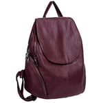 UTO Femme Sac porté Dos épaule Rabat Spacieux Vogue Durable Cuir Synthétique Similicuir Souple Courant Rouge