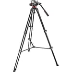 Manfrotto MVK502AM-1, Professional Fluid Video System Aluminium Tripod with Telescope Twin Leg, 75mm Half Ball, for HDSLR cameras, Carrying Bag Included