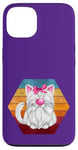 Coque pour iPhone 13 Cute White Cat Graphic For Cat Grandma Vintage Kitten Purple