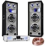 Kit sono DJ "White Noise" Ampli 2x500W enceinte de sono 600W câbles d'enceintes