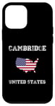 Coque pour iPhone 12 mini Conception de carte vintage du drapeau américain de Cambridge, États-Unis