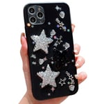 HZLFCZL Coque Compatible avec iPhone 11 Pro Cute Dessin animé à Paillettes 3D Étoiles en Cristal Cœur pour Femmes et Filles Kawaii Jolie Phone Case for iPhone 11 Pro-Noir