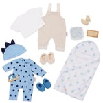 LullaBaby 13-pc Fashion Clothes – Pajama, Jumper & Bath Accessories – Imaginative Play – Toys for Kids Ages 2 & Up – Baby Doll Clothing Set, LBY7671Z, Multi