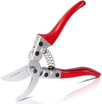 T TOVIA 8" Garden Pruning Shears, Gardening Scissors Sharp Bypass Pruners Tree Trimmers Secateurs with Stainless SK5 Steel Blades, Red