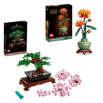 LEGO Pack Jardin zen - Sets pour adultes Le Bonsaï (10281) & Le chrysanthème (10368) - Cadeau de St Valentin, femme ou homme - Décoration avec plantes pour la maison - Maquettes de fausses fleurs