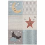 Bambino Dreams Kids Rugs In Multi Patchwork Soft Moon Stars Nursery Bedroom Mats