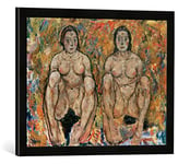 Kunst für Alle 'Image encadrée de Egon Schiele Roses trémières endes Madame Couple, d'art en qualité Photos Fait Main de Cadre, 60 x 40 cm, Noir Mat