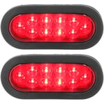 Lot de 2 feux arrière à LED ovales étanches rouges 12 V pour camion, bateau, remorque, camping-car