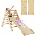 Costway - 3 en 1 Triangle d'escalade Enfant avec Rampe Double Face, Echelle d'escalade en Bois Moderne avec Inclinaison Réglable, Structure de Jeu