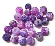 Lot de perles en agate mate de 4 mm - En pierre naturelle - En agate givrée - Pierre semi-précieuse - Pierres précieuses avec trou pour enfiler - Bijoux en perles - Violet