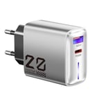 20W tyypin C laturi kevyellä mini-laturipäällä PD+USB metalliharmaa pikalataus