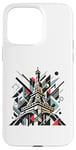 Coque pour iPhone 15 Pro Max Tour Eiffel Cubiste Art Abstrait Moderne Paris Amoureux