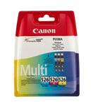 Genuine Canon CLI 526-CMY Ink Cartridge - Cyan Magenta Yellow Inkjet - Multipack