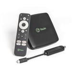 Android TV Box med DVB-T-tuner, Youin You-Box T2, 4K UHD, inbyggd Chromecast och Hey Google, HDMI, USB, Bluetooth 4.2, Ethernet 100