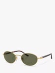 Persol PO1018S Unisex Ida Polarised Oval Sunglasses, Gold/Green