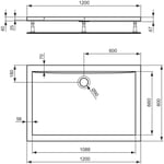 Receveur Utra Flat extra-plat rectangulaire à poser ou à encastrer IDEAL STANDARD Dimensions (cm):120 x 80 cm