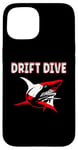 Coque pour iPhone 15 Équipement de plongée sous-marine - Drapeau de plongée Shark Drift pour la plongée sous-marine