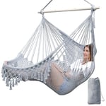 Chihee Sièges Suspendus Chaise Hamac Chaise Suspendue Très Grand Chaise en Coton tissé Doux,Barre d'écartement en métal Solide et Pliable Chaise balançoire en Dentelle à siège Large et Extensible