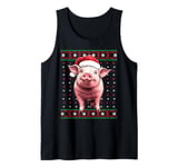 Ugly Christmas Sweater Pig Lover Santa Hat Funny Holiday Tank Top