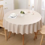 Homaxy Nappe de Table Aspect Lin Nappe Ronde 140 cm Nappe Exterieur Imperméable Anti-tâche Protection de Table pour Salle à Mangerr,Jardin - Beige