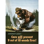 War WWII USA Smokey Bear Prevent Forest Fires Advert Unframed Wall Art Print Poster Home Decor Premium