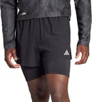 adidas Ultimate Mens Running Shorts Black 2 In 1 Twin Short Run Breathable