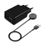 Samsung Lader for Galaxy Watch 3/4/5/Active 1/2 + SiGN Vegglader USB-A 2.4A - Svart