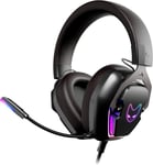 Phosphorus Casque de gaming 7.1, câble USB, microphone omnidirectionnel, réduction du bruit, prise jack 3,5 mm et lumière RGB, compatible PC/PS5/PS4/Xbox/Switch, noir