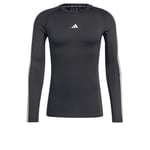 adidas Men's Techfit Compression Training 3-Stripes Longsleeve, Black, S