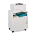 Relaxdays Caisson de Bureau, Armoire avec 3 Compartiments, Porte, H x L x P : 57 x 48 x 34 cm, Blanc