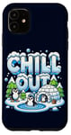 Coque pour iPhone 11 Antarctique Pingouin Lover Chill Out Cute Winter Pingouin Igloo